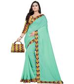 green plain tussar silk saree with blouse
