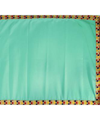 green plain tussar silk saree with blouse 5