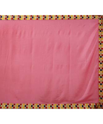 pink plain tussar silk saree with blouse 5