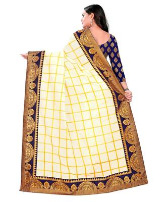 white printed cotton silk saree with blouse 3