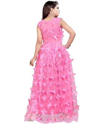 Pink Embroidery Net With Inner Full Stiched Anarkali Gown 2