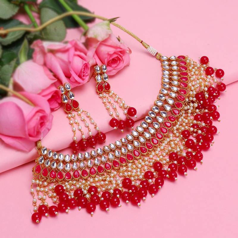 red kundan necklace sets