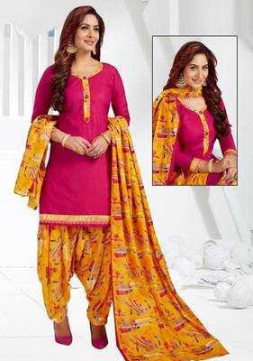 Pink Printed Unstitched Salwar With Dupatta 1