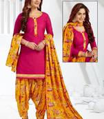 Pink Printed Unstitched Salwar With Dupatta