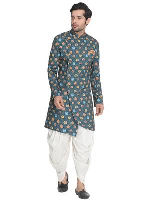 Green Woven Blended Cotton Indo Western Dresses 1