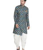 Green Woven Blended Cotton Indo Western Dresses