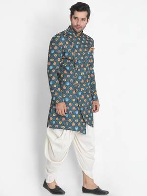 Green Woven Blended Cotton Indo Western Dresses 2