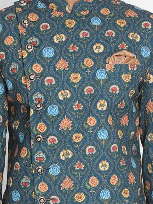 Green Woven Blended Cotton Indo Western Dresses 3