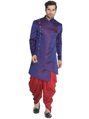Blue Printed Blended Cotton Indo-Western-Dresses 1
