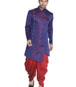Blue Printed Blended Cotton Indo-Western-Dresses