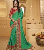 Multicolor embroidered silk blend saree with blouse