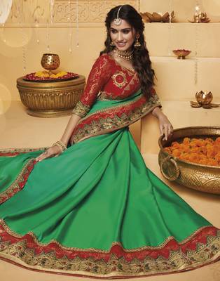 Multicolor embroidered silk blend saree with blouse 2