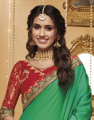 Multicolor embroidered silk blend saree with blouse 3