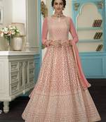 Pink embroidered faux georgette salwar
