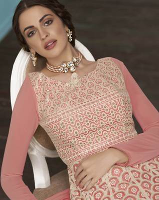 Pink embroidered faux georgette salwar 2