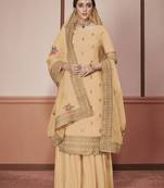 Coffee embroidered silk salwar