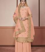 Peach embroidered silk salwar