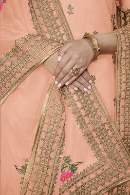 Peach embroidered silk salwar 2