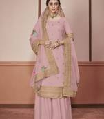 Light-onion-pink embroidered silk salwar