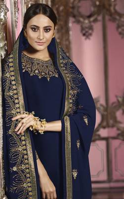 Blue embroidered faux georgette salwar 2
