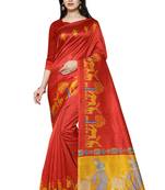 Red Printed Art Silk Saree With Blouse