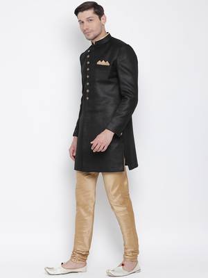 Black Plain Blended Cotton Indo-Western-Dresses 2