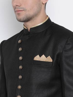 Black Plain Blended Cotton Indo-Western-Dresses 3