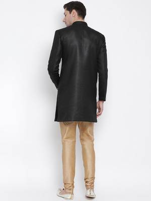 Black Plain Blended Cotton Indo-Western-Dresses 4