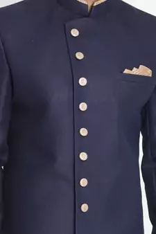 Blue Plain Blended Cotton Indo-Western-Dresses