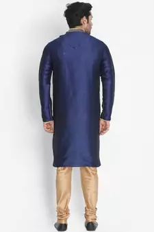 Blue Plain Blended Cotton Indo-Western-Dresses