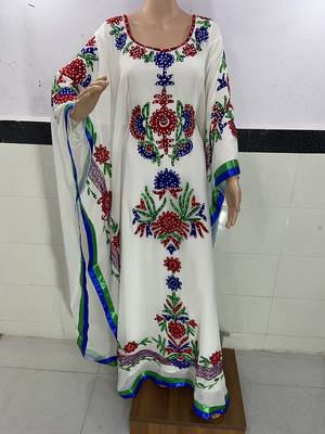 white georgette farasha with zari and stone work kaftan 1