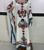 white georgette farasha with zari and stone work kaftan