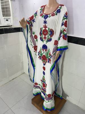 white georgette farasha with zari and stone work kaftan 2