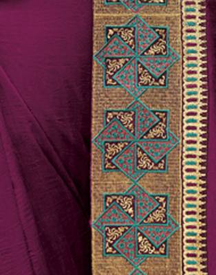 Magenta embroidered silk blend saree with blouse 4