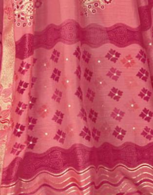 Peach printed art silk saree with blouse 4