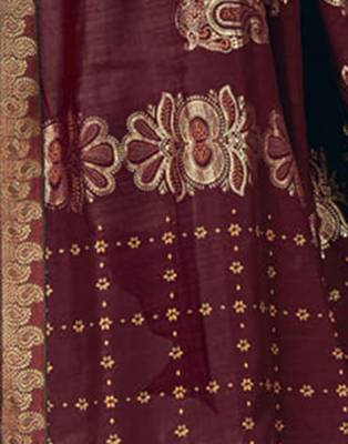 Maroon printed art silk saree with blouse 4