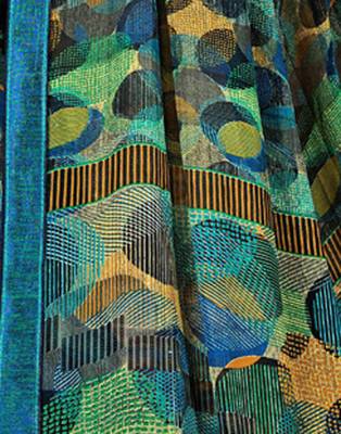 Blue printed georgette saree with blouse 4