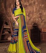 Multicolor printed georgette saree with blouse