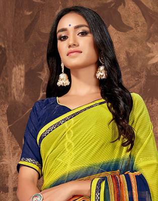 Multicolor printed georgette saree with blouse 3
