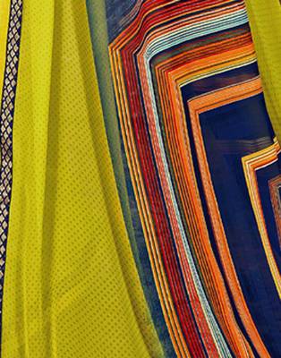 Multicolor printed georgette saree with blouse 4