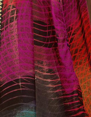Brown printed georgette saree with blouse 4