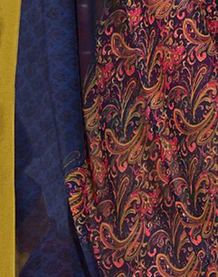 Blue printed georgette saree with blouse 4