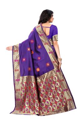 Purple Woven Jacquard Saree With Blouse 3