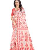 White Woven Jacquard Saree With Blouse
