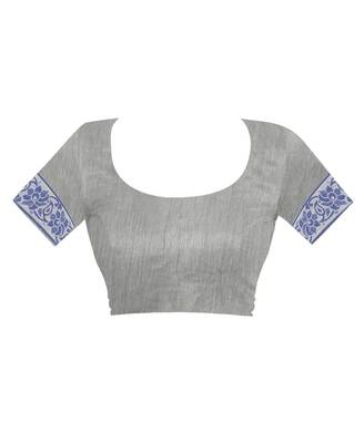 Blue Woven Jacquard Saree With Blouse 4