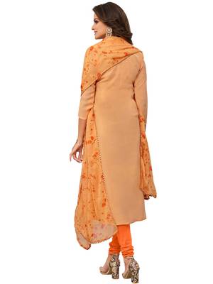 Light-Orange Embroidered Chanderi Silk Salwar 4