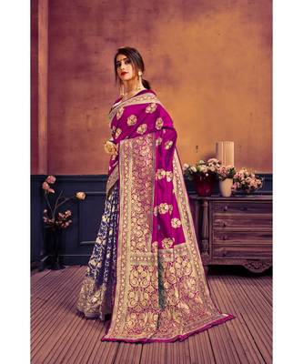 Women's Designer Pink Colour Poly Cotton Saree With Blouse Piece 2
