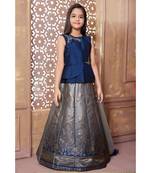 Grey printed Polyester kids-lehenga-choli