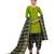 Women's Parrot Green & Black Cotton Printed Unstitch Dress Material With Dupatta