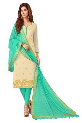 Beige embroidered banarasi cotton salwar 1